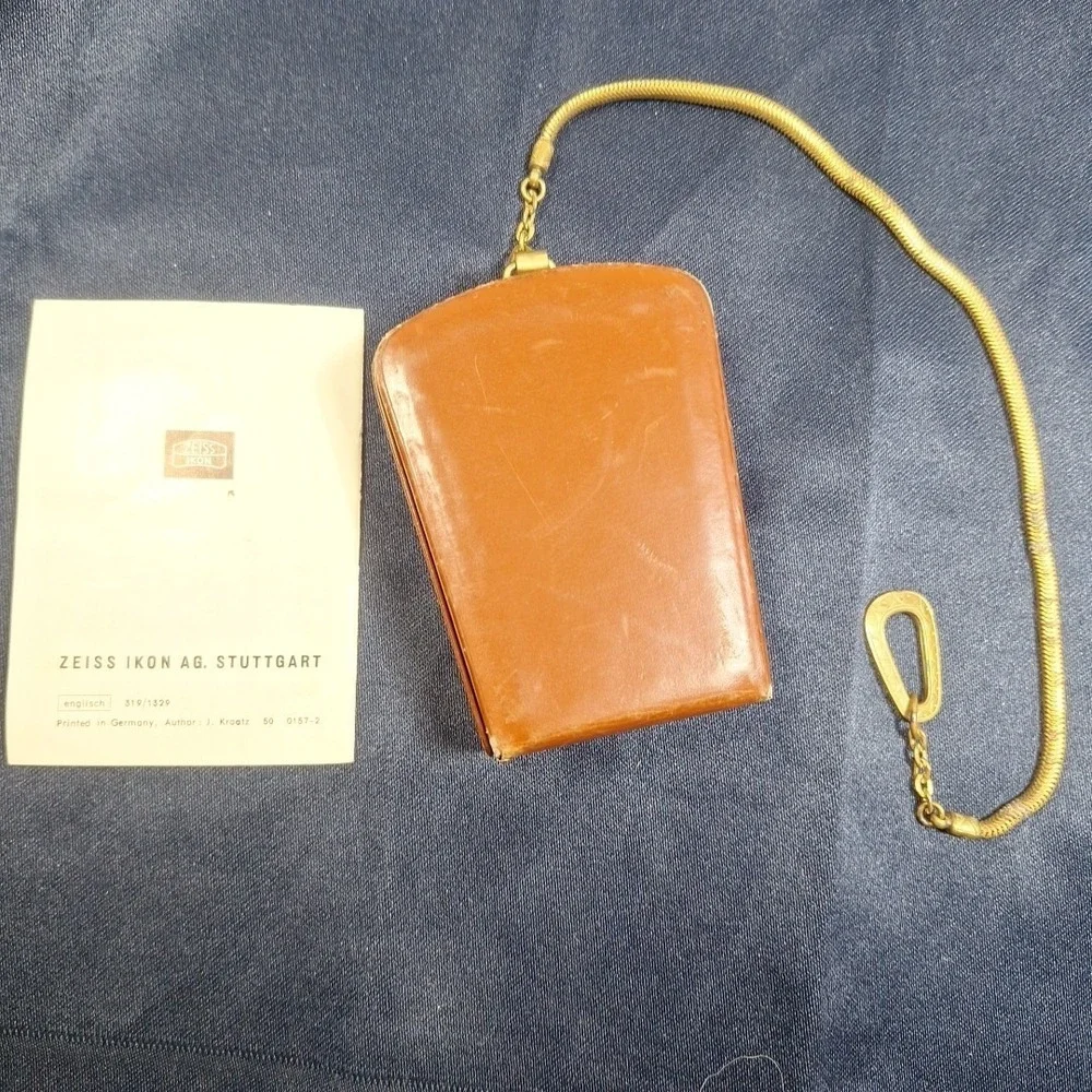 Vintage Zeiss Ikon Ikophot Selenium Light Meter Leather‎ Case Chain Book Germany